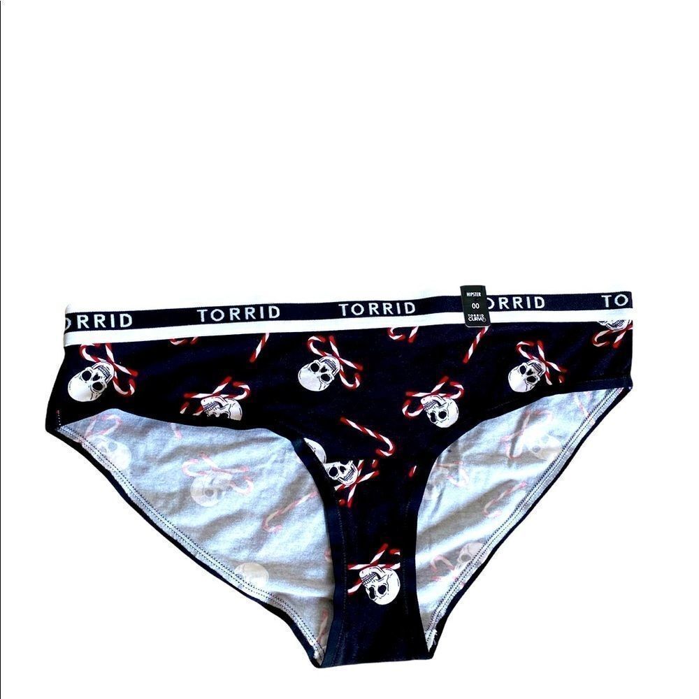 NWT Torrid Hipster Panties Underwear Christmas Skulls Candy Cane Plus Size 00/10